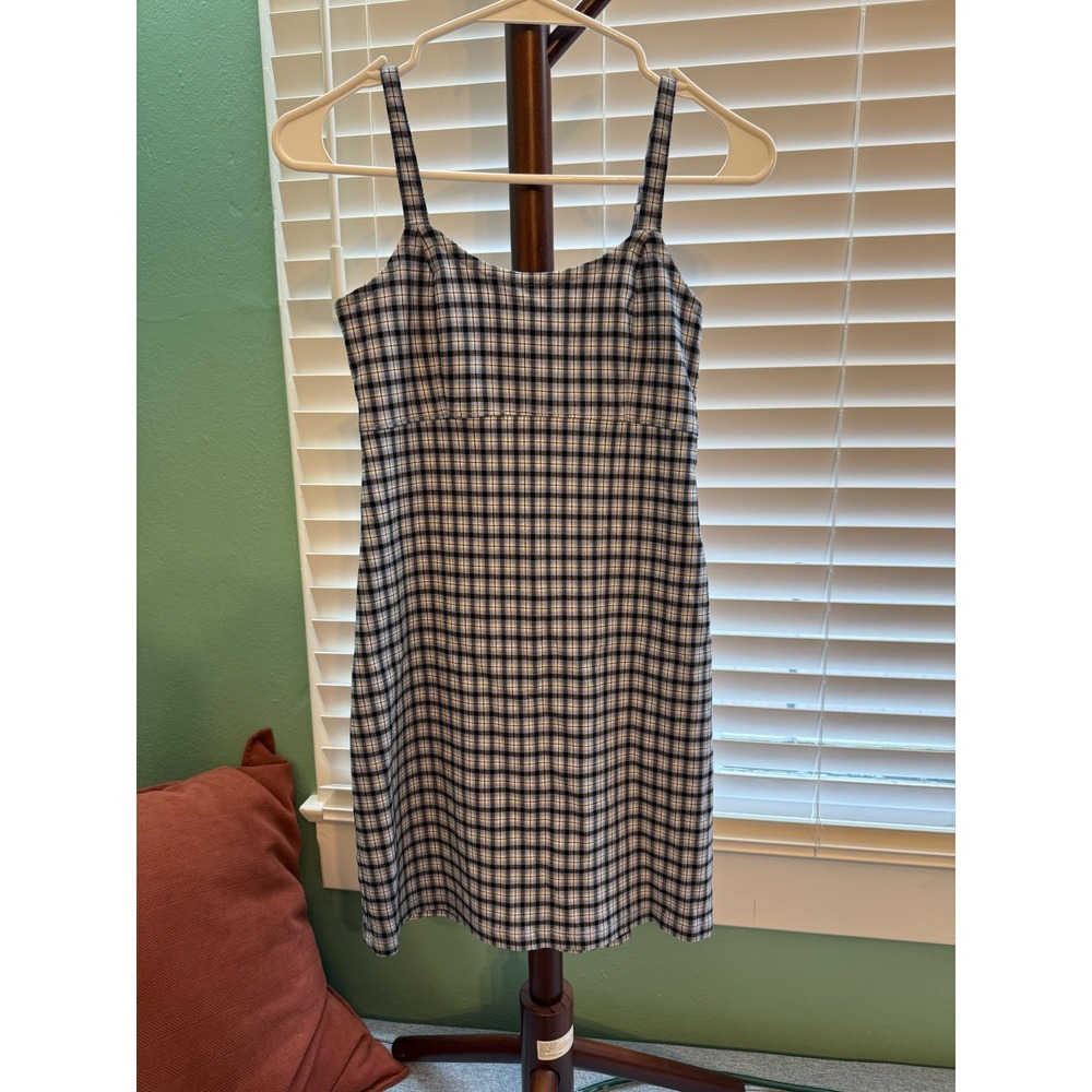 Hollister Advanced Stretch Dress Womens XS Blue Plaid Cami Mini Stretch